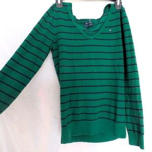 THRIFTED Tommy Hilfiger green striped shirt